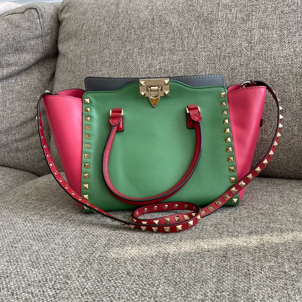 Valentino Rockstud tote rigid leather small multicolor